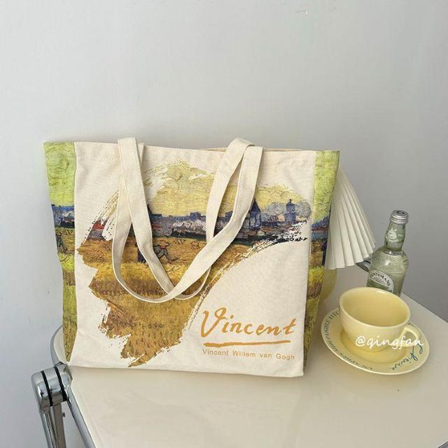 バッグ 鞄 ゴッホ キャンバス トートバッグ 芸術 プリント オーヴェルの平原 < 女性ファッション  バッグ 鞄 ゴッホ キャンバス トートバッグ 芸術 プリント オーヴェルの平原 < 女性ファッションの