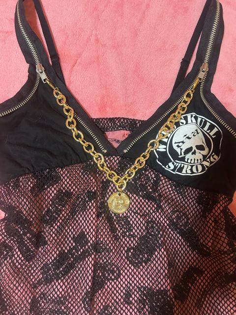 d.i.a. ジッパー チェーンチャーム付き 網レース スカルプリントピンクシフォンキャミ 新品未使用 < ブランド  d.i.a. ジッパー チェーンチャーム付き 網レース スカルプリントピンクシフォンキャミ 新品未使用 < ブランドの