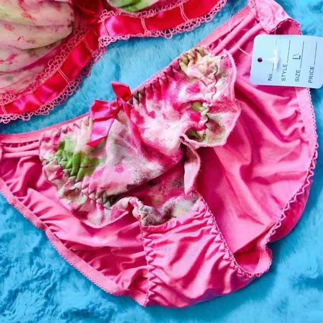 ぼかし柄が可愛いぃ。。。F80×L。。サテンリボン通しブラジャー&ショーツセット。。。ピンク大きいサイズグラマー < 女性ファッション  ぼかし柄が可愛いぃ。。。F80×L。。サテンリボン通しブラジャー&ショーツセット。。。ピンク大きいサイズグラマー < 女性ファッションの