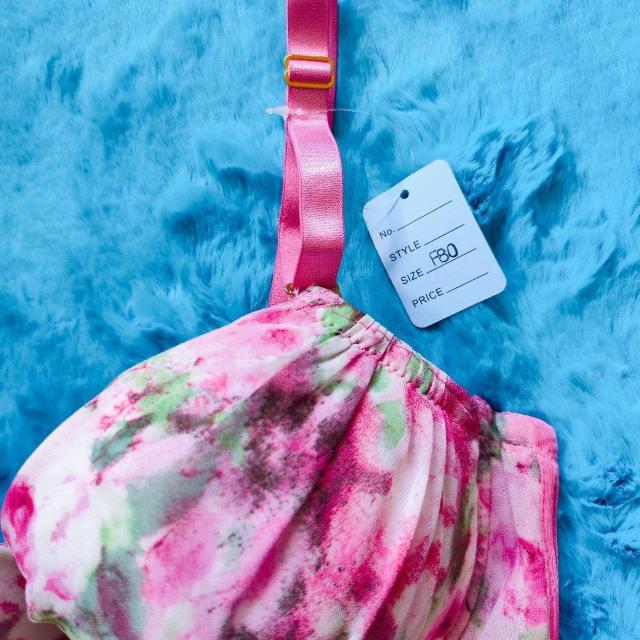 ぼかし柄が可愛いぃ。。。F80×L。。サテンリボン通しブラジャー&ショーツセット。。。ピンク大きいサイズグラマー < 女性ファッション  ぼかし柄が可愛いぃ。。。F80×L。。サテンリボン通しブラジャー&ショーツセット。。。ピンク大きいサイズグラマー < 女性ファッションの