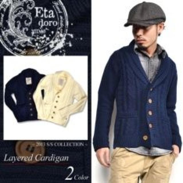 【Eta doro MIDAS/ミダス】カジュアル.キレイ目♪ケーブルショールレイヤードニットカーデ < ブランド 【Eta doro MIDAS/ミダス】カジュアル.キレイ目♪ケーブルショールレイヤードニットカーデ < ブランドの