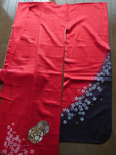 §USED、振袖、舞桜吉祥毬文、暈し染め、金銀彩 < 女性ファッション  §USED、振袖、舞桜吉祥毬文、暈し染め、金銀彩 < 女性ファッションの