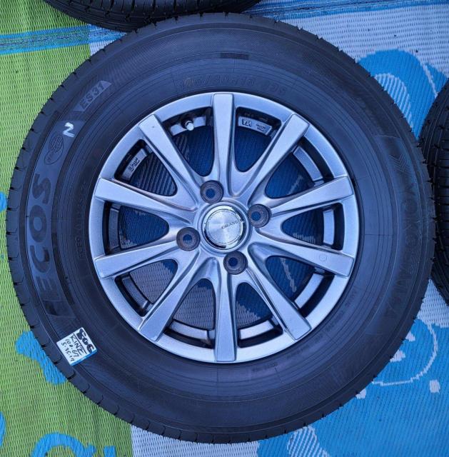 GRASS �A���~�z�C�[��13�C���`5J+35 PCD100 �^�C���t��4�{�Z�b�g���R�n�} ECOS ES31 165/80R13 �� ������/�o�C�N