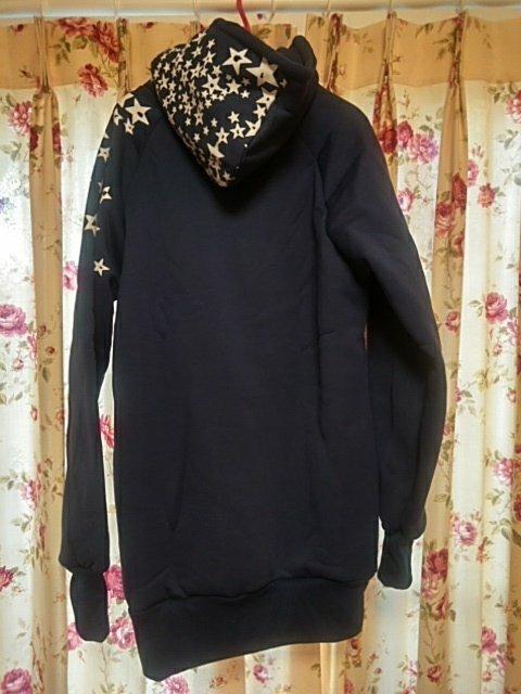 送料無料! 星柄パーカー裏起毛ロング丈(ネイビー) < 女性ファッション  送料無料! 星柄パーカー裏起毛ロング丈(ネイビー)  < 女性ファッションの