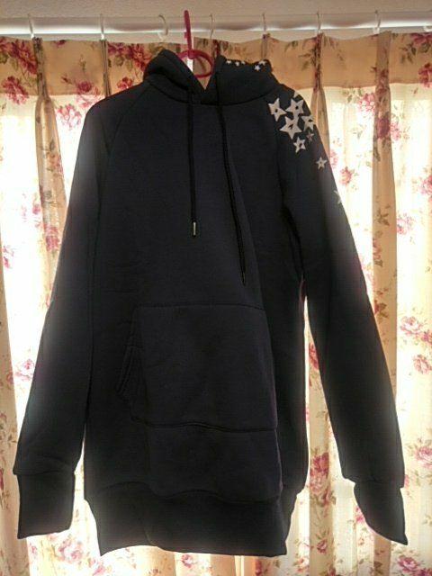 送料無料! 星柄パーカー裏起毛ロング丈(ネイビー) < 女性ファッション  送料無料! 星柄パーカー裏起毛ロング丈(ネイビー) < 女性ファッションの