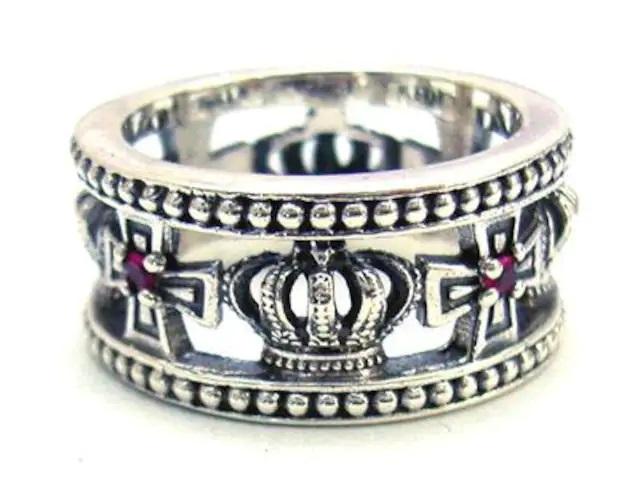 クラウン&クロスミディーバルリング シルバー925ルビー < 男性アクセサリー/時計  クラウン&クロスミディーバルリング シルバー925ルビー < 男性アクセサリー/時計の