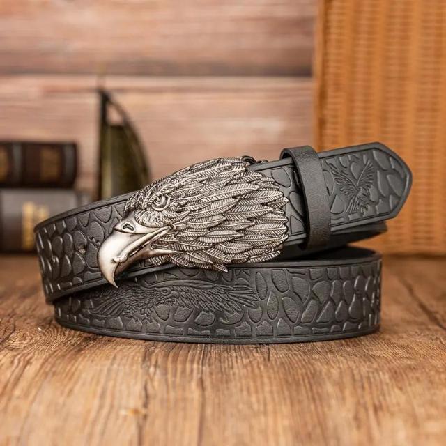 超お買い得1390円★メンズファッションベルト ユニークなイーグルフェザーバックル付き - フェイクレザー ブラック < 男性ファッション  超お買い得1390円★メンズファッションベルト ユニークなイーグルフェザーバックル付き - フェイクレザー ブラック  < 男性ファッションの