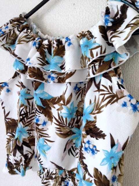 JURIANO JURRIE◆ハイビスカス ハワイアン フリル カットソー  < 女性ファッション  JURIANO JURRIE◆ハイビスカス ハワイアン フリル カットソー  < 女性ファッションの