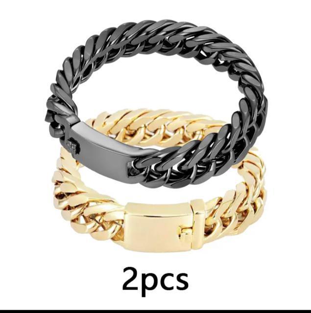 18kGP キューバチェーン ゴールド ブラック 2本組 父の日 < 男性アクセサリー/時計  18kGP キューバチェーン ゴールド ブラック 2本組 父の日  < 男性アクセサリー/時計の