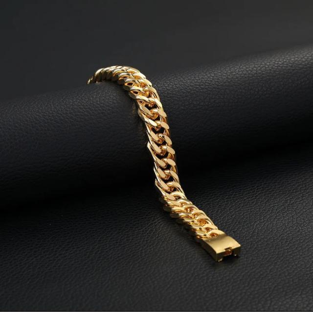 18kGP キューバチェーン ゴールド ブラック 2本組 父の日 < 男性アクセサリー/時計  18kGP キューバチェーン ゴールド ブラック 2本組 父の日 < 男性アクセサリー/時計の