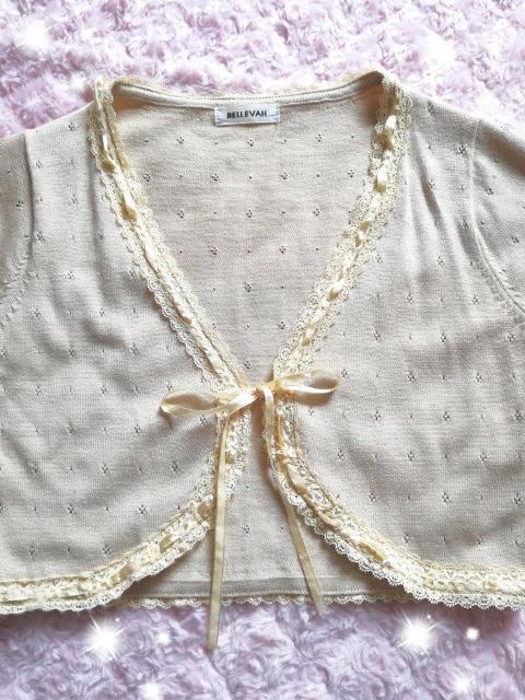 BELLEVAH*リボン付きニットボレロ < 女性ファッション  BELLEVAH*リボン付きニットボレロ < 女性ファッションの