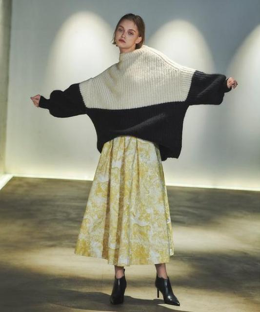 ELFRANKボトルネックオーバーサイズローゲージニットプルオーバー < 女性ファッション ELFRANKボトルネックオーバーサイズローゲージニットプルオーバー < 女性ファッションの