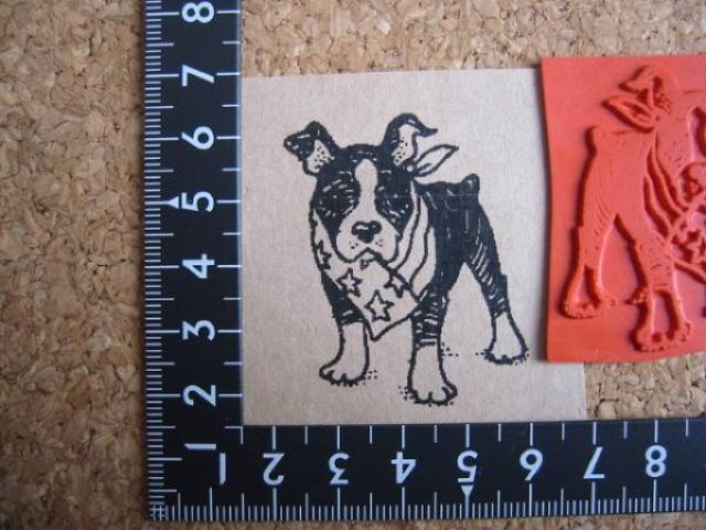 スカーフを着けるボステリ犬 アンマウント ラバースタンプ < インテリア/ライフ  スカーフを着けるボステリ犬 アンマウント ラバースタンプ  < インテリア/ライフの