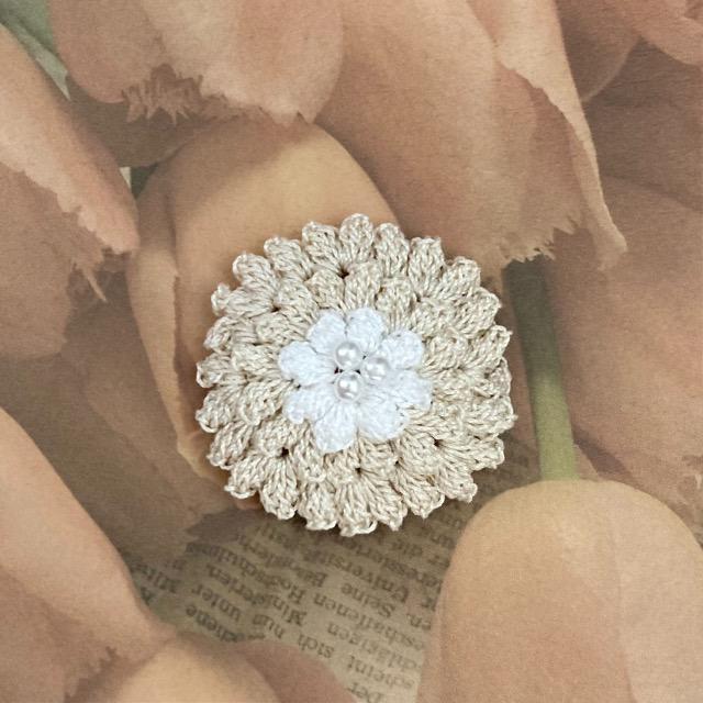 ハンドメイド♪レース編み ダリア風お花モチーフ < 女性ファッション  ハンドメイド♪レース編み ダリア風お花モチーフ  < 女性ファッションの