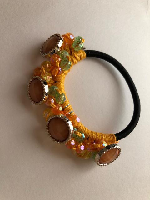 ハンドメイド ヘアゴム キラキラビーズ盛り盛り♪ ガーリー オレンジ < 女性ファッション  ハンドメイド ヘアゴム キラキラビーズ盛り盛り♪ ガーリー オレンジ < 女性ファッションの