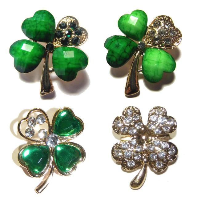 4個セット 四葉のクローバー クローバー バッジ ブローチ ラペルピン ピンバッジ ラインストーン < 女性アクセサリー/時計 4個セット 四葉のクローバー クローバー バッジ ブローチ ラペルピン ピンバッジ ラインストーン < 女性アクセサリー/時計の