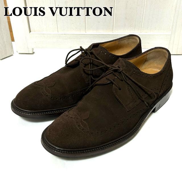 美品 ルイヴィトン ローファー スエード ダービーシューズ 5 1/2 < ブランド 美品 ルイヴィトン ローファー スエード ダービーシューズ 5 1/2 < ブランドの