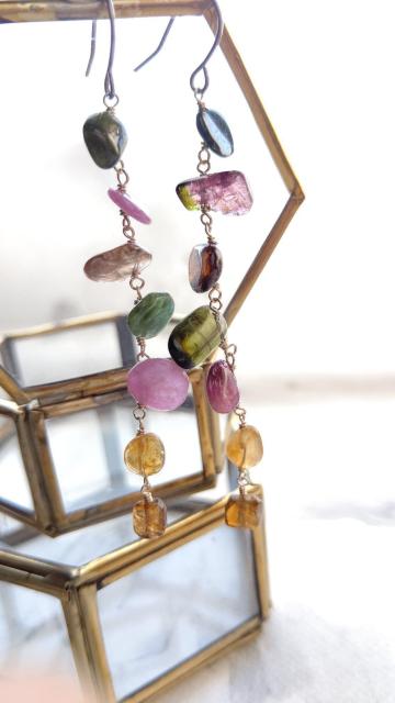 14kgf*マルチカラートルマリンのひらひらピアス*23058 < 女性アクセサリー/時計 14kgf*マルチカラートルマリンのひらひらピアス*23058 < 女性アクセサリー/時計の