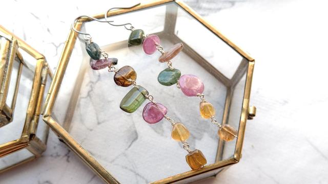 14kgf*マルチカラートルマリンのひらひらピアス*23058 < 女性アクセサリー/時計 14kgf*マルチカラートルマリンのひらひらピアス*23058 < 女性アクセサリー/時計の