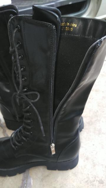サイドジップ  ロングブーツ  サイズLL  ほぼ未使用  黒  合皮 < 女性ファッション  サイドジップ  ロングブーツ  サイズLL  ほぼ未使用  黒  合皮 < 女性ファッションの