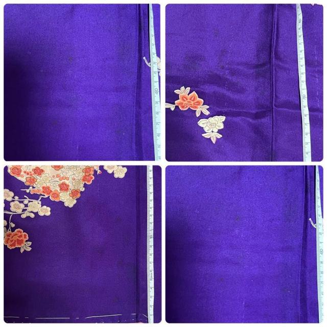 送料込 銘仙 アンティーク 着物 小紋 袷 紫 青 花柄 正絹 < 女性ファッション 送料込 銘仙 アンティーク 着物 小紋 袷 紫 青 花柄 正絹 < 女性ファッションの
