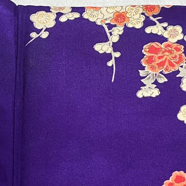 送料込 銘仙 アンティーク 着物 小紋 袷 紫 青 花柄 正絹 < 女性ファッション 送料込 銘仙 アンティーク 着物 小紋 袷 紫 青 花柄 正絹 < 女性ファッションの