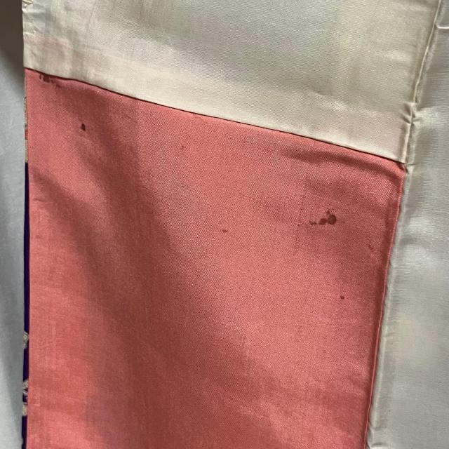 送料込 銘仙 アンティーク 着物 小紋 袷 紫 青 花柄 正絹 < 女性ファッション 送料込 銘仙 アンティーク 着物 小紋 袷 紫 青 花柄 正絹 < 女性ファッションの