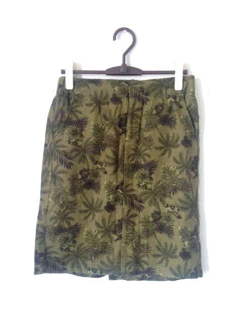 CROCODILE◆ハイビスカス ヤシの木 麻混 カーキ スカート L < ブランド  CROCODILE◆ハイビスカス ヤシの木 麻混 カーキ スカート L  < ブランドの