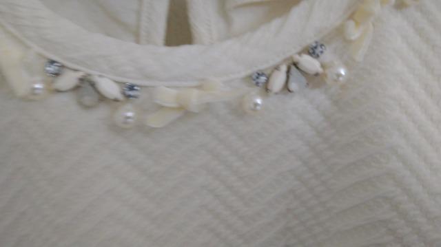 肩花柄レース/パール/ベロアリボン切替ニット半袖PO◆良品即決 < ブランド 肩花柄レース/パール/ベロアリボン切替ニット半袖PO◆良品即決 < ブランドの