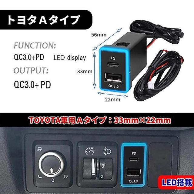 トヨタ車用電源ソケット QC3.0 急速充電USBポート PDポート USB電源 スイッチホール トヨタ 増設キットAタイプ < 自動車/バイク トヨタ車用電源ソケット QC3.0 急速充電USBポート PDポート USB電源 スイッチホール トヨタ 増設キットAタイプ < 自動車/バイク