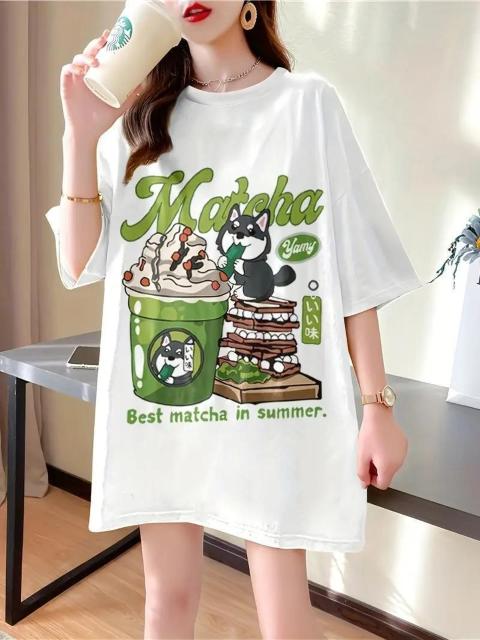 超お買い得1290円★レディース 大きいサイズ  カートゥーンプリント Tシャツ ゆったりフィット 半袖  グリーン フリー < 女性ファッション  超お買い得1290円★レディース 大きいサイズ  カートゥーンプリント Tシャツ ゆったりフィット 半袖  グリーン フリー < 女性ファッションの