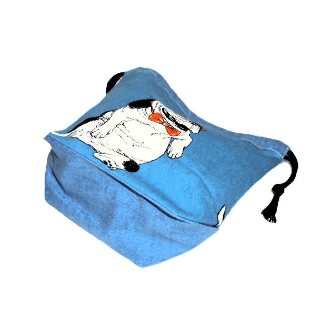 【底マチ幅が広い巾着】◆フレンチブルドック×ターコイズブルー地◆裏地あり巾着 < 女性ファッション 【底マチ幅が広い巾着】◆フレンチブルドック×ターコイズブルー地◆裏地あり巾着 < 女性ファッションの