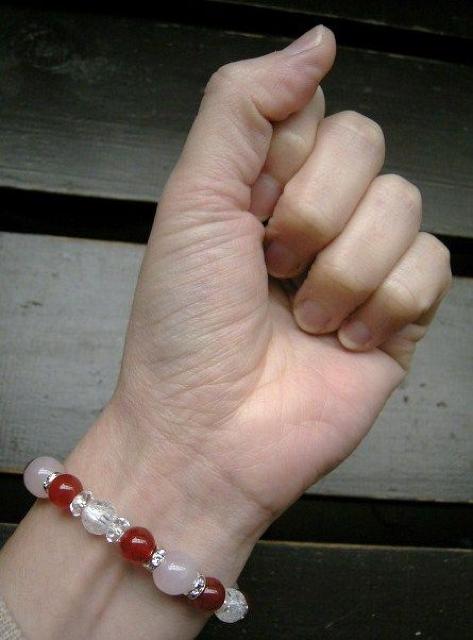 ローズクォーツxカーネリアンxクラック水晶ブレスレット < 女性アクセサリー/時計 ローズクォーツxカーネリアンxクラック水晶ブレスレット < 女性アクセサリー/時計の