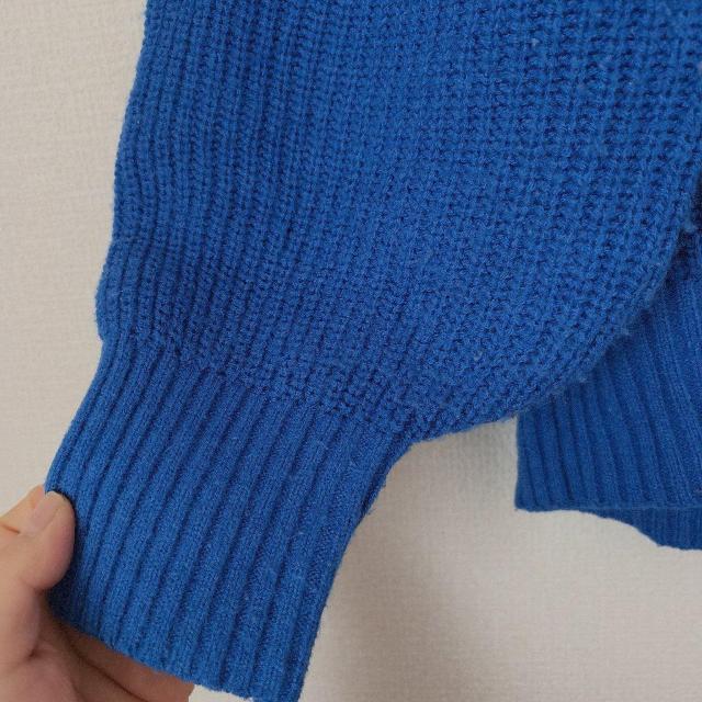 サマンサモスモス ブルー 青色 リブ編み ハイネック セーター M < ブランド サマンサモスモス ブルー 青色 リブ編み ハイネック セーター M < ブランドの