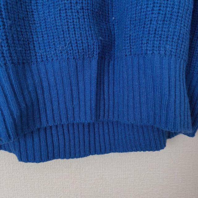 サマンサモスモス ブルー 青色 リブ編み ハイネック セーター M < ブランド サマンサモスモス ブルー 青色 リブ編み ハイネック セーター M < ブランドの