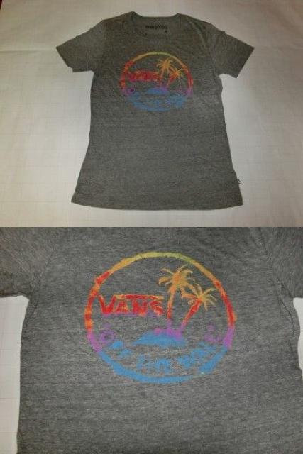 USA購入【VANS】穴あき加工 ヤシの木ロゴプリントTシャツUS S 灰 < 女性ファッション  USA購入【VANS】穴あき加工 ヤシの木ロゴプリントTシャツUS S 灰 < 女性ファッションの