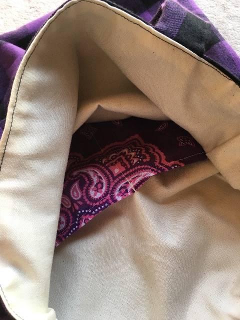 ハンドメイド*ネルのあったか肩掛けトートバッグ紫×黒チェック < 女性ファッション ハンドメイド*ネルのあったか肩掛けトートバッグ紫×黒チェック < 女性ファッションの