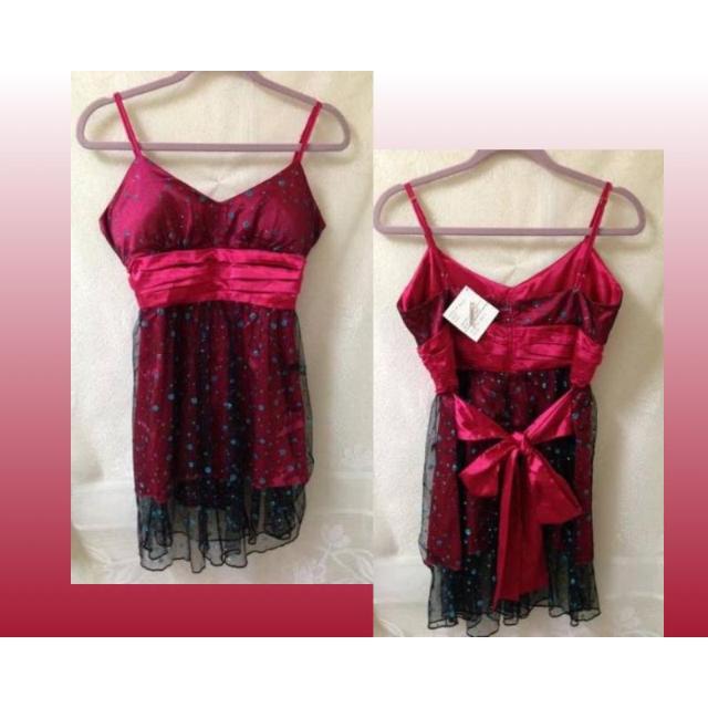 新品■定価3700円◆レッド サテン チュール バックリボン ワンピース◆二次会 パーティーにも◎ < 女性ファッション  新品■定価3700円◆レッド サテン チュール バックリボン ワンピース◆二次会 パーティーにも◎  < 女性ファッションの