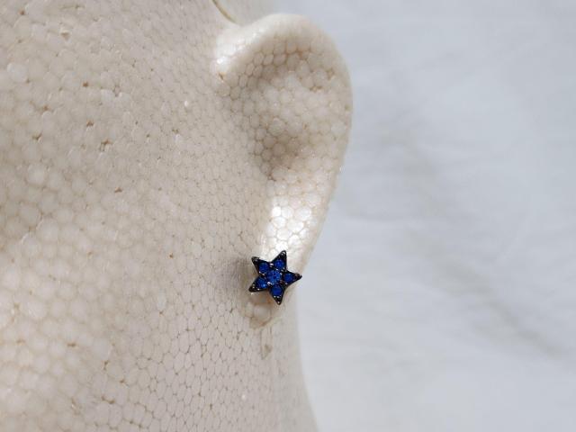 正規 アナスイ クレセントムーン ピアス ビジューストーン青 チェーンフリンジ ハーフムーン スター 月 星 ラージL 左右セット < ブランド  正規 アナスイ クレセントムーン ピアス ビジューストーン青 チェーンフリンジ ハーフムーン スター 月 星 ラージL 左右セット < ブランドの