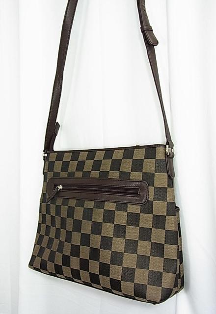 500円スタ【未使用】格子柄 キャンバス × 1部オーストリッチ ショルダーバッグ 自立型 < 女性ファッション 500円スタ【未使用】格子柄 キャンバス × 1部オーストリッチ ショルダーバッグ 自立型 < 女性ファッションの