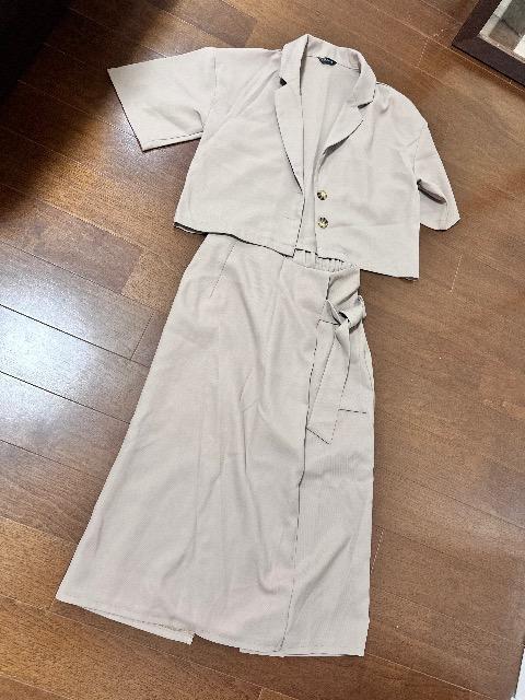 ベージュシャツ×ラップスカート風セットアップ 下のみ < 女性ファッション ベージュシャツ×ラップスカート風セットアップ 下のみ < 女性ファッションの