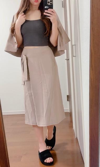 ベージュシャツ×ラップスカート風セットアップ 下のみ < 女性ファッション ベージュシャツ×ラップスカート風セットアップ 下のみ < 女性ファッションの