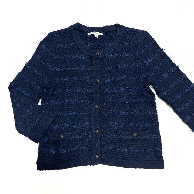 【美品】7分袖ツイードカーディガン/UNIQLO/サイズL/ネイビー < ブランド  【美品】7分袖ツイードカーディガン/UNIQLO/サイズL/ネイビー < ブランドの