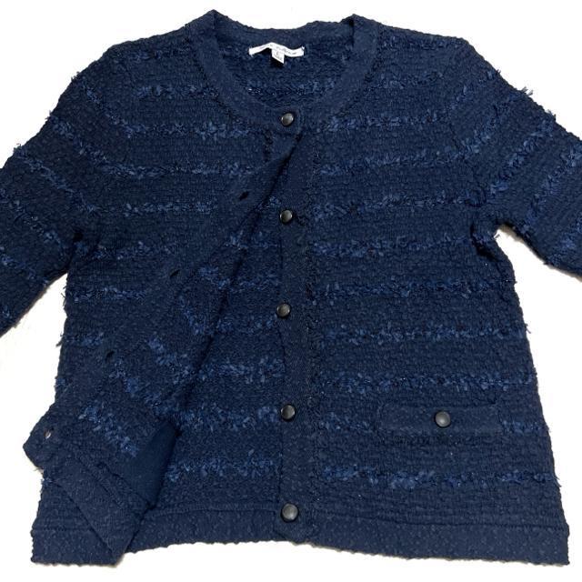 【美品】7分袖ツイードカーディガン/UNIQLO/サイズL/ネイビー < ブランド  【美品】7分袖ツイードカーディガン/UNIQLO/サイズL/ネイビー < ブランドの