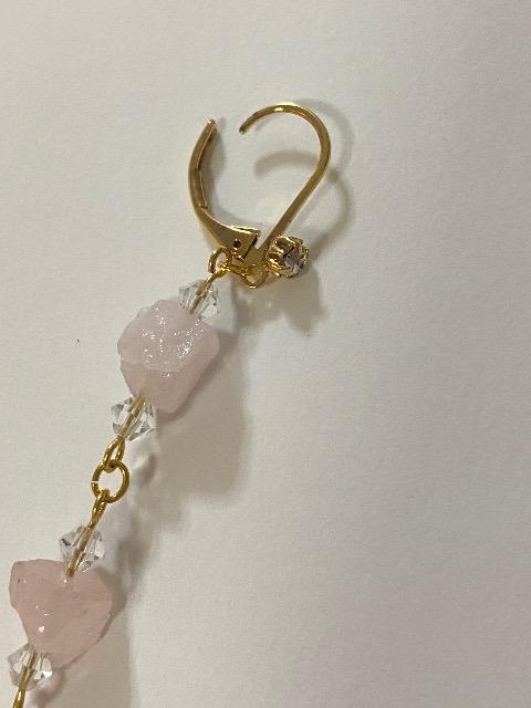 ローズクオーツさざれとスワロフスキーのフレンチフックピアス♪ < 女性アクセサリー/時計 ローズクオーツさざれとスワロフスキーのフレンチフックピアス♪ < 女性アクセサリー/時計の