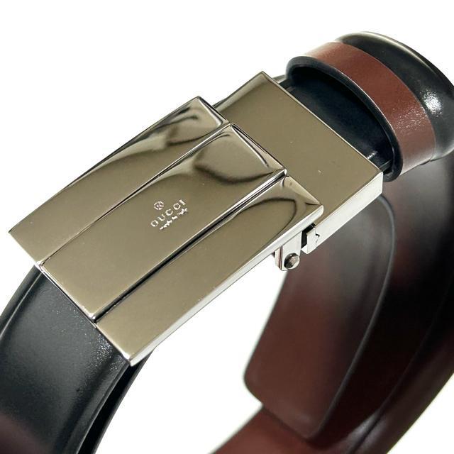 未使用 GUCCI グッチ 本革 レザー ベルト ブラック/ボルドー < ブランド  未使用 GUCCI グッチ 本革 レザー ベルト ブラック/ボルドー < ブランドの