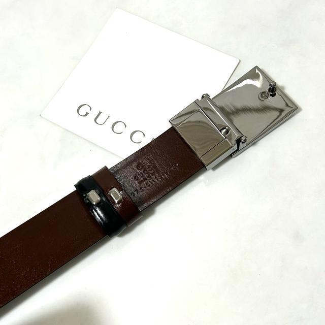 未使用 GUCCI グッチ 本革 レザー ベルト ブラック/ボルドー < ブランド  未使用 GUCCI グッチ 本革 レザー ベルト ブラック/ボルドー < ブランドの