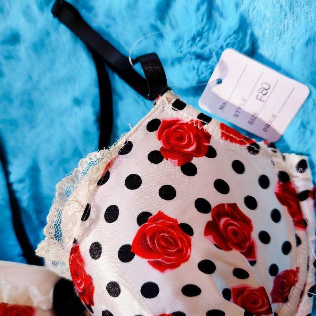 ツルツルサテンがエロcute。。F80×L。。ドット柄×薔薇柄ブラジャー&ショーツセット。。グラマー大きいサイズローズバラ柄花柄 < 女性ファッション  ツルツルサテンがエロcute。。F80×L。。ドット柄×薔薇柄ブラジャー&ショーツセット。。グラマー大きいサイズローズバラ柄花柄 < 女性ファッションの