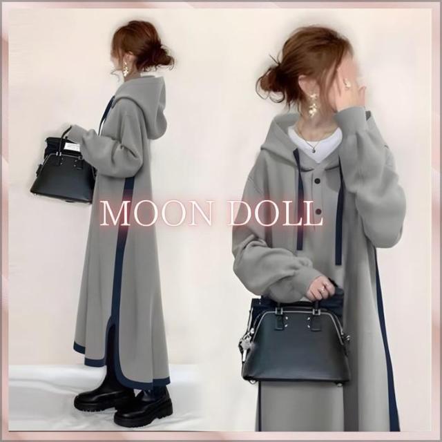〜3L4L*バイカラーパイピングデザインフード付ワ < 女性ファッション 〜3L4L*バイカラーパイピングデザインフード付ワ < 女性ファッションの