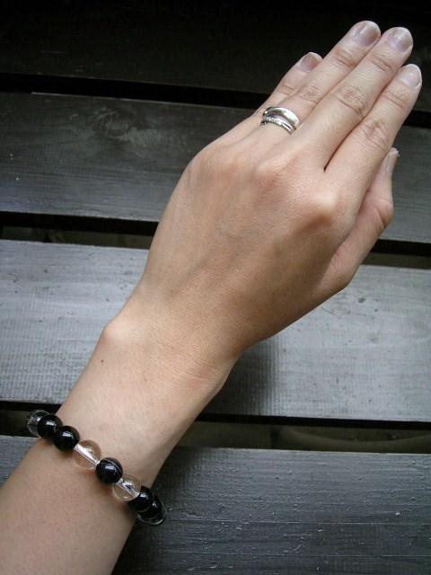 ☆即決☆天眼石xオニキスx水晶ブレスレット < 男性アクセサリー/時計 ☆即決☆天眼石xオニキスx水晶ブレスレット < 男性アクセサリー/時計の